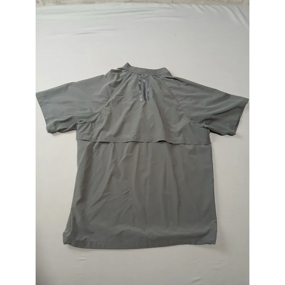 Adidas ClimaLite 1/4 Zip Golf Windbreaker Shirt Mens S Gray Short Sleeve